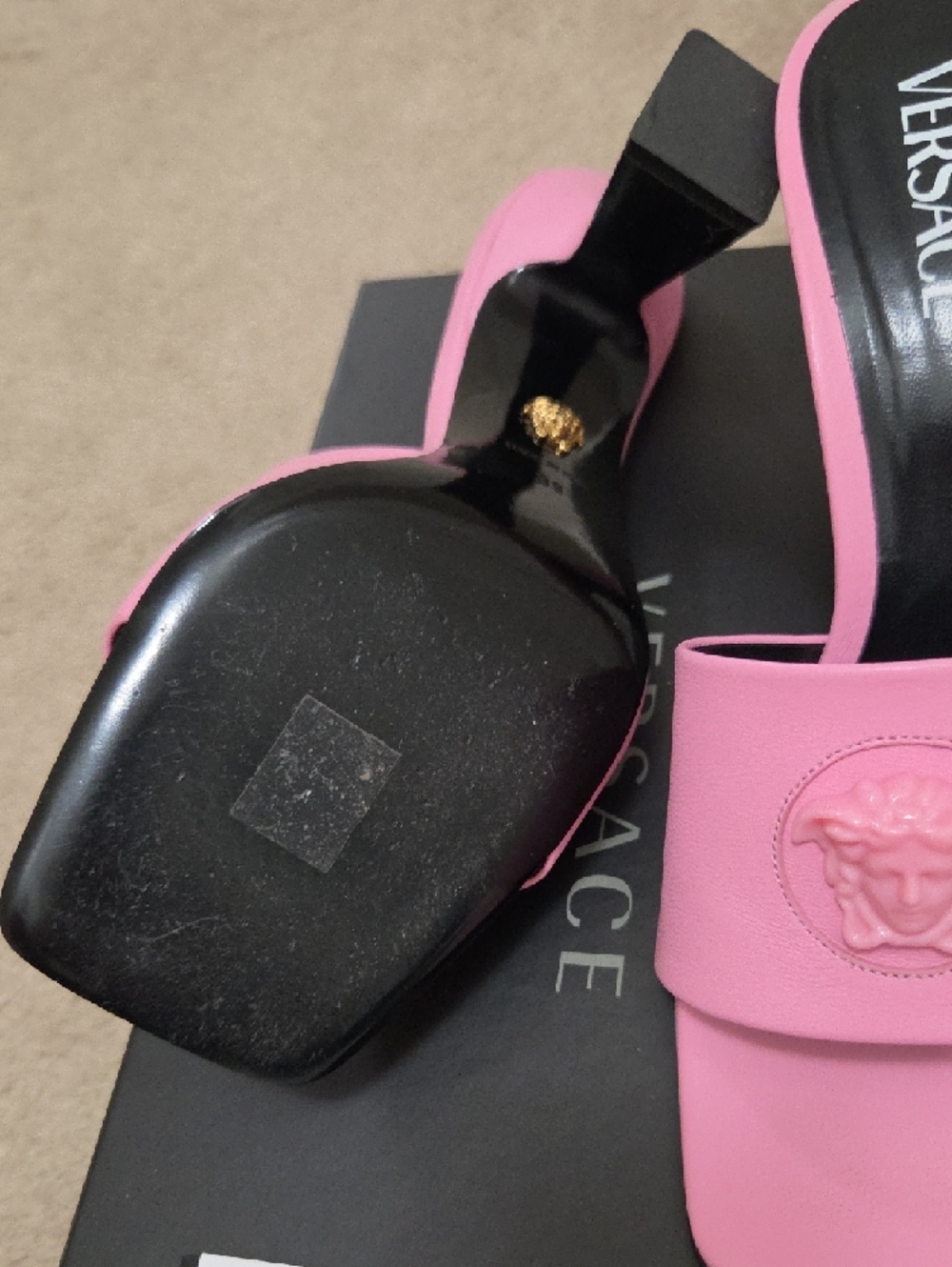 Versace Hot Pink Medusa Slide Heels - Picture 4 of 6